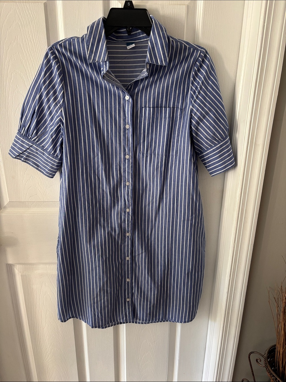 Blue Striped Button-Down Shirt Dress